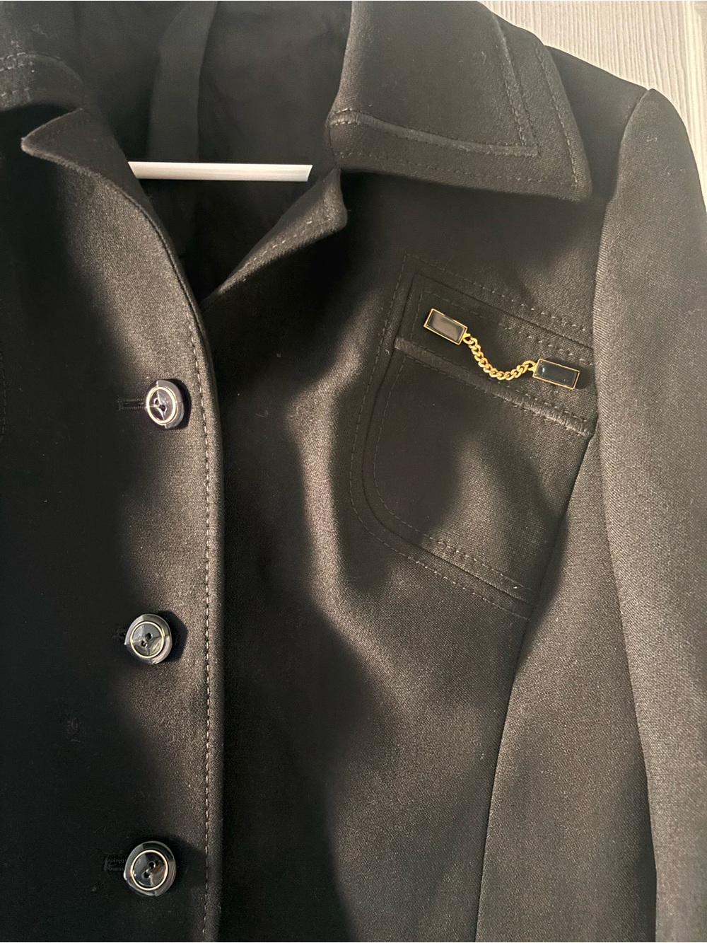 Vintage 50s 60s Hucke Blazer pure wool black blazer with gold accent - Picture 6 of 6